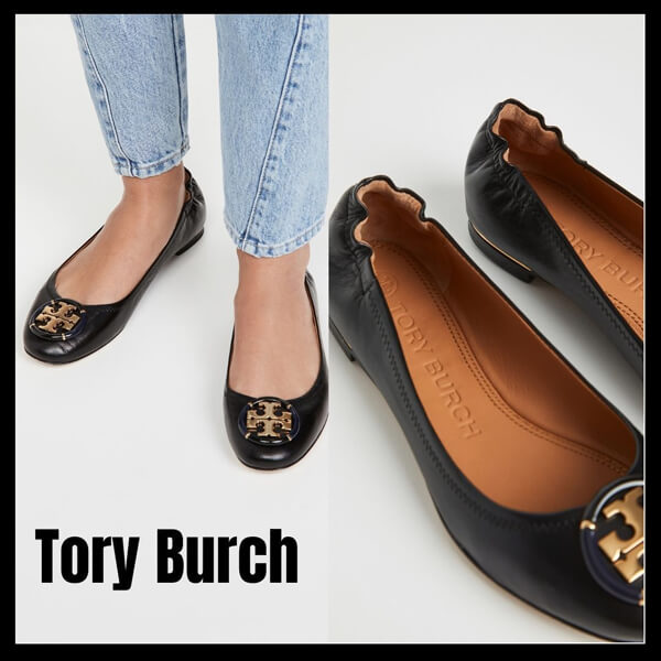 トリーバーチ 偽物 革靴 Tory Burch♥マルチロゴフラット付きミニーバレエシューズ