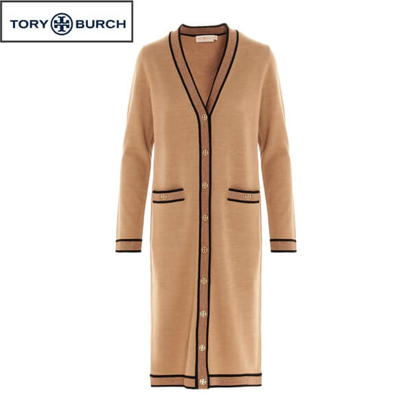 Tory Burch♪トリーバーチ 偽物 コート ロングライン カーディガン（BE) 75924260