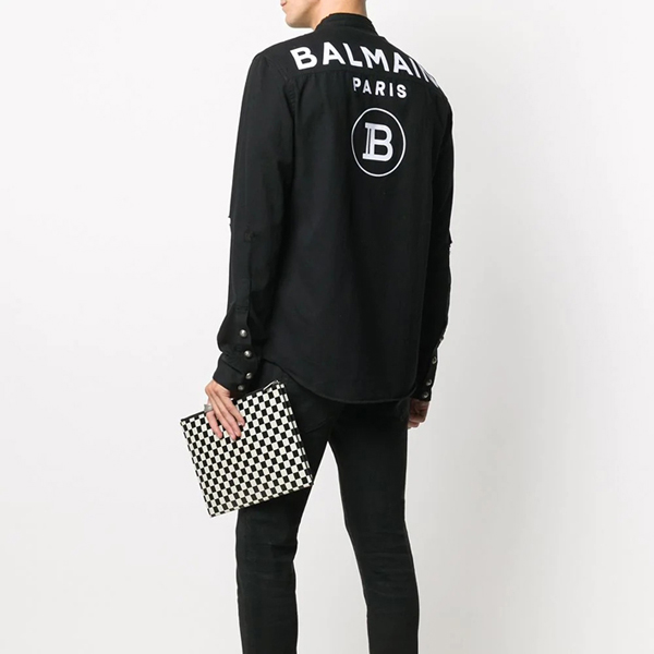 Balmain バルマン シャツ コピー ノーカラー ロゴ シャツ