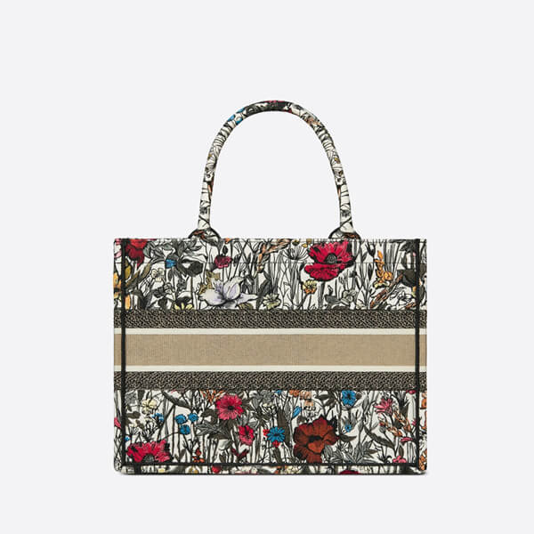 ディオール ブックトート 偽物 ディオール BOOK TOTE スモールバッグ Mille Fleurs エンブロイダリー