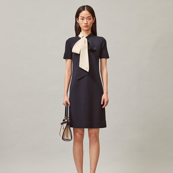 新作トリーバーチ 偽物 スカート Tory Burch Short Sleeve Bow Sweater Dress