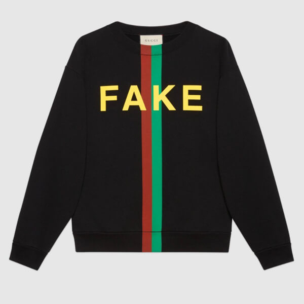 グッチ スウェットシャツ コピー 21AW◇グッチ "FAKE/NOT" プリント