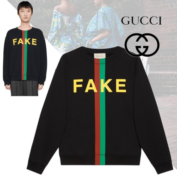 グッチ スウェットシャツ コピー 21AW◇グッチ "FAKE/NOT" プリント