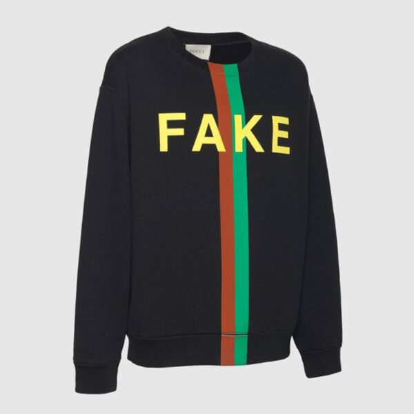 グッチ スウェットシャツ コピー 21AW◇グッチ "FAKE/NOT" プリント