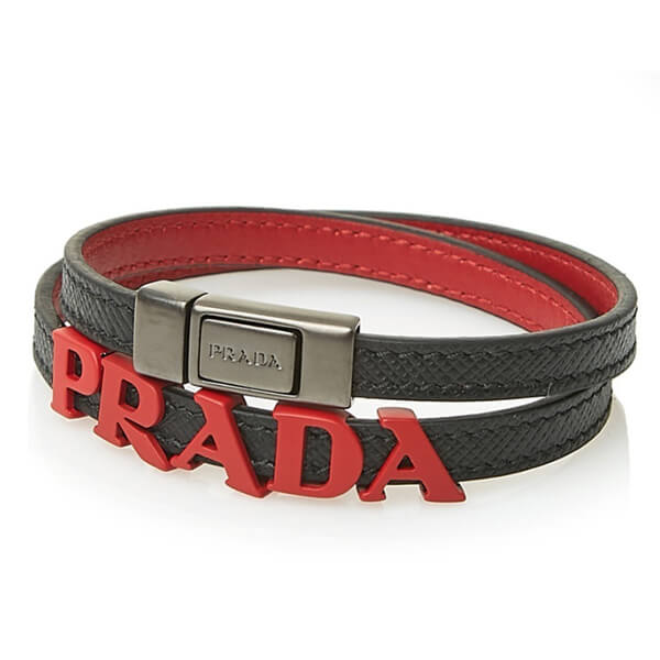 PRADAプラダ ブレスレット コピー 正規品/超特急EMS/送料込み SAFFIANO Double logo bracelet