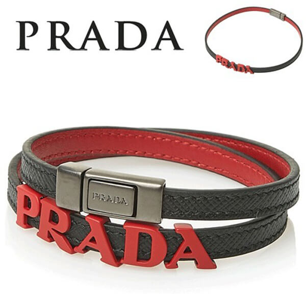 PRADAプラダ ブレスレット コピー 正規品/超特急EMS/送料込み SAFFIANO Double logo bracelet