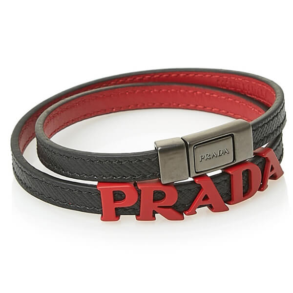 PRADAプラダ ブレスレット コピー 正規品/超特急EMS/送料込み SAFFIANO Double logo bracelet