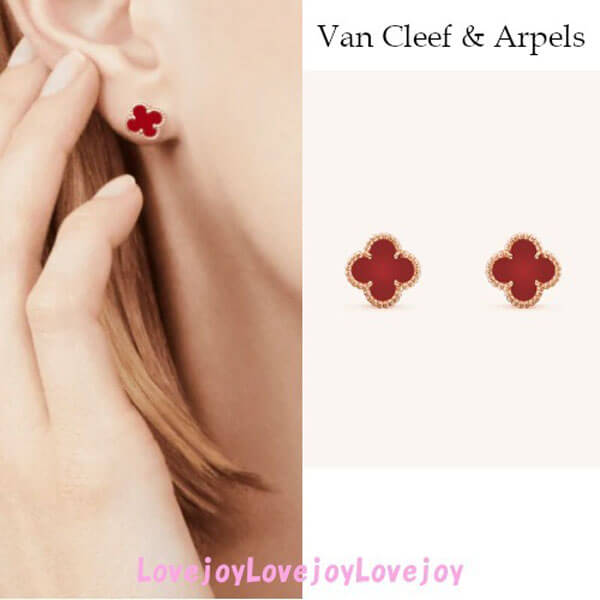 Van Cleef & Arpels ◇ ヴァンクリーフ＆アーペル コピー Sweet Alhambra カーネリアン ピアス