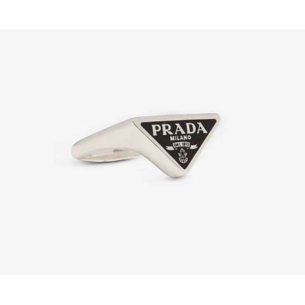 プラダ リング コピー 国内発送★PRADA★Logo enamel Silver リング