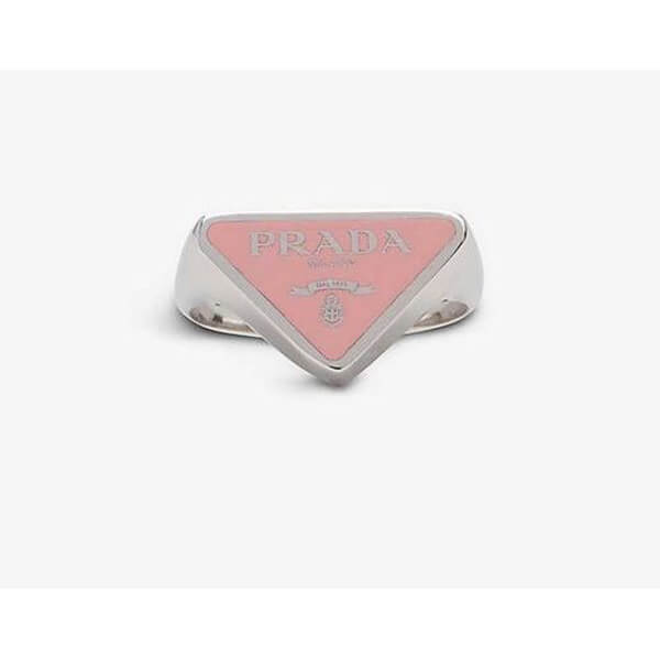 プラダ リング コピー 国内発送★PRADA★Logo enamel Silver リング