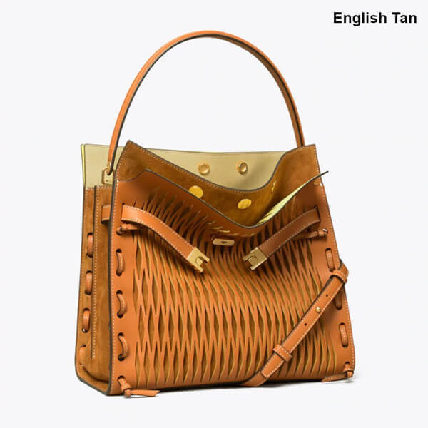 【Tory Burch】トリーバーチ バッグ 偽物 LEE RADZIWILL DOUBLE BAG♪レザー＆スエード♪