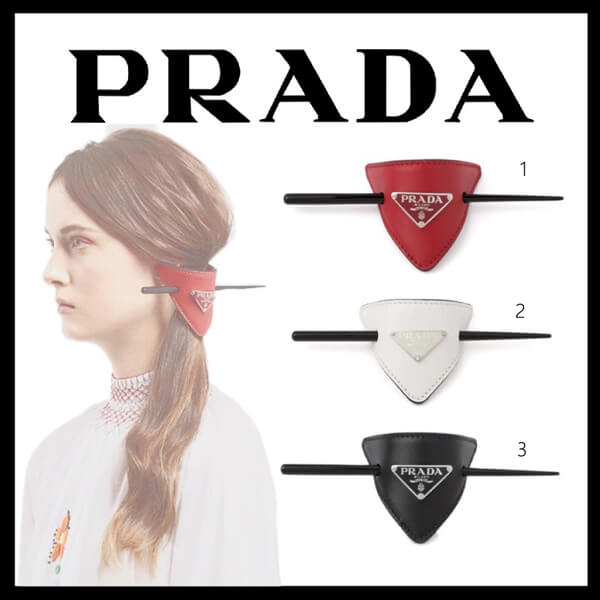 プラダ ヘア アクセサリー コピー 20-21AW ◆PRADA◆ レザー ヘアクリップ