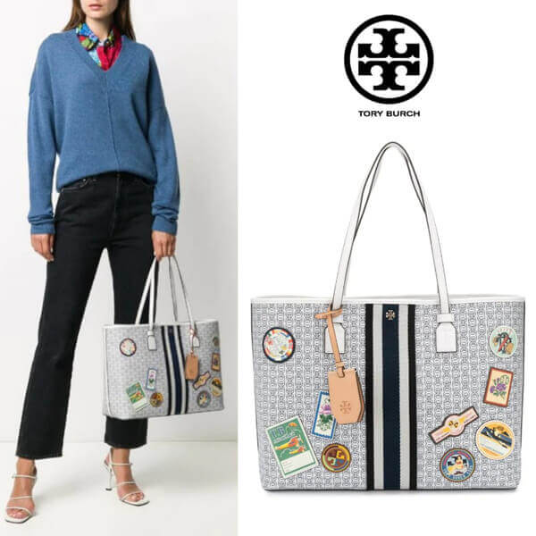 トリーバーチ バッグ コピー【Tory Burch】ジェミニリンク ワッペントートバッグ A4