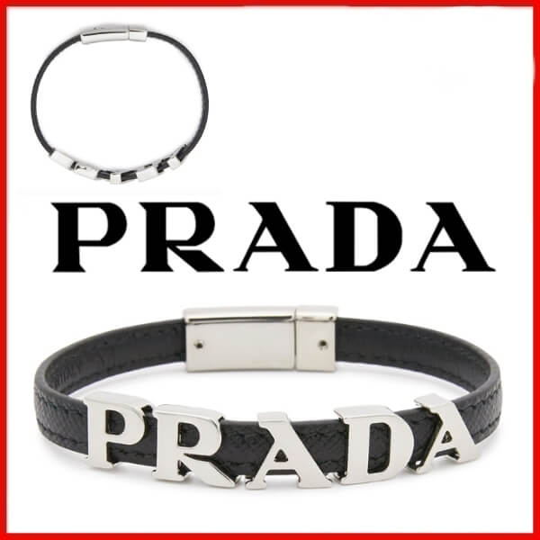 プラダ ブレスレット コピー ◆PRADA◆UNISEX ロゴ サフィアーノ ブレスレット