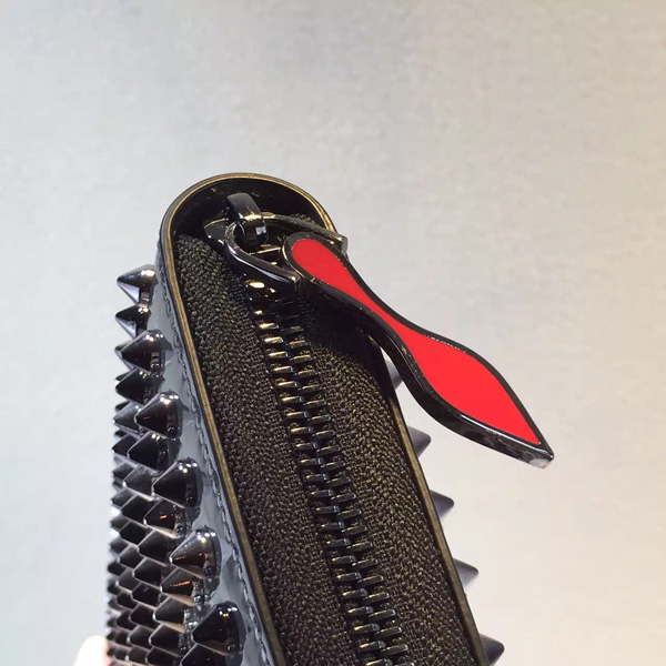  Christian Louboutin クリスチャン ルブタンコピー 15AW スタッズ長財布 ラウンドジップ SCARABE グラデーション Black/White