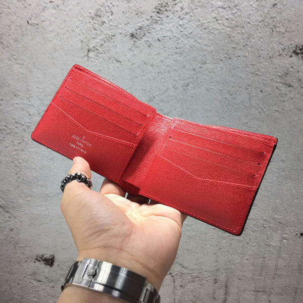 17-18AW新作 シュプリームコピー ルイヴィトン × シュプリーム PF Slender Wallet 二つ折り財布 赤